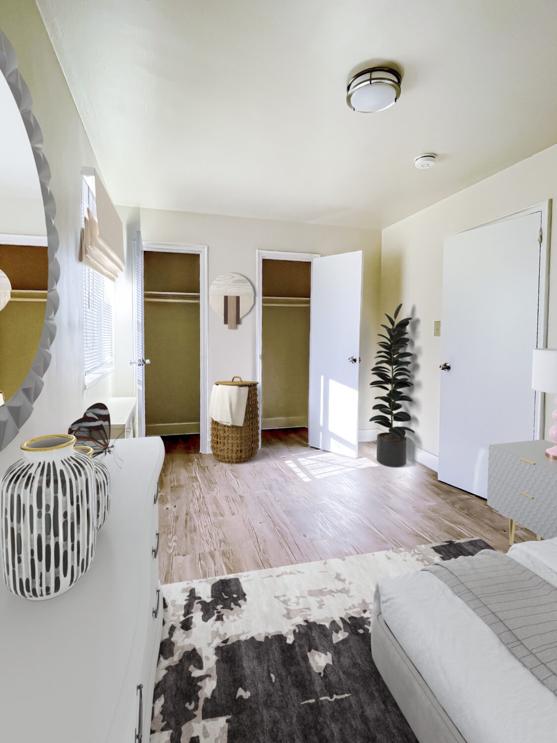 bed and closets