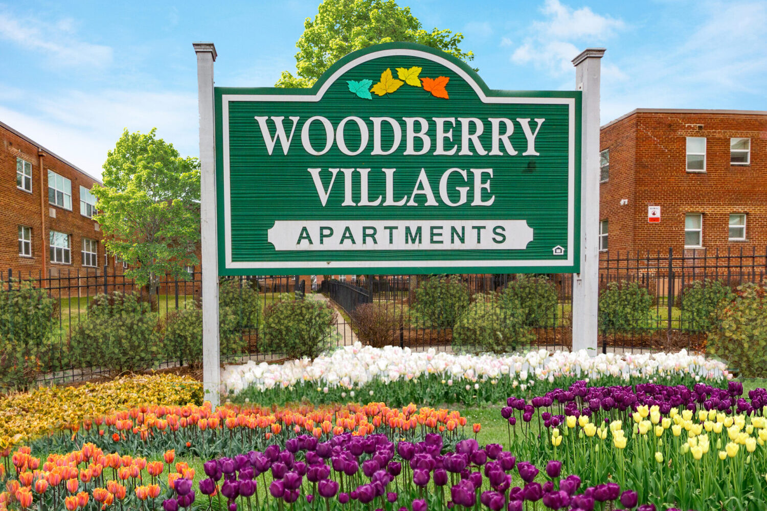 sign with flowers